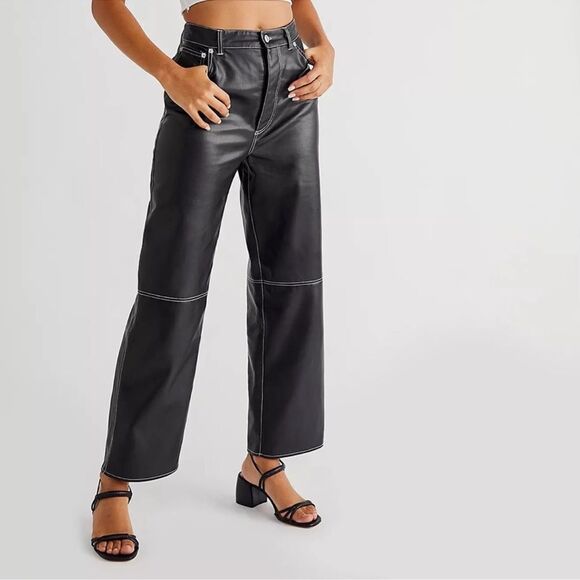 Free People Pants - Free People The It Factor Black Vegan Leather Pants Size 4